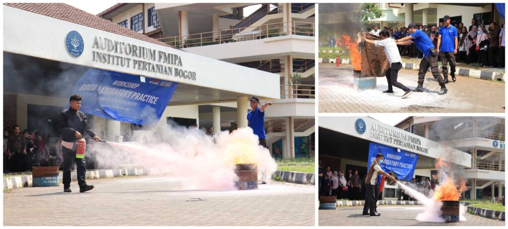 Penggunaan APAR dan Selimut Api Dalam Acara Workshop Good Laboratory Practice di IPB University