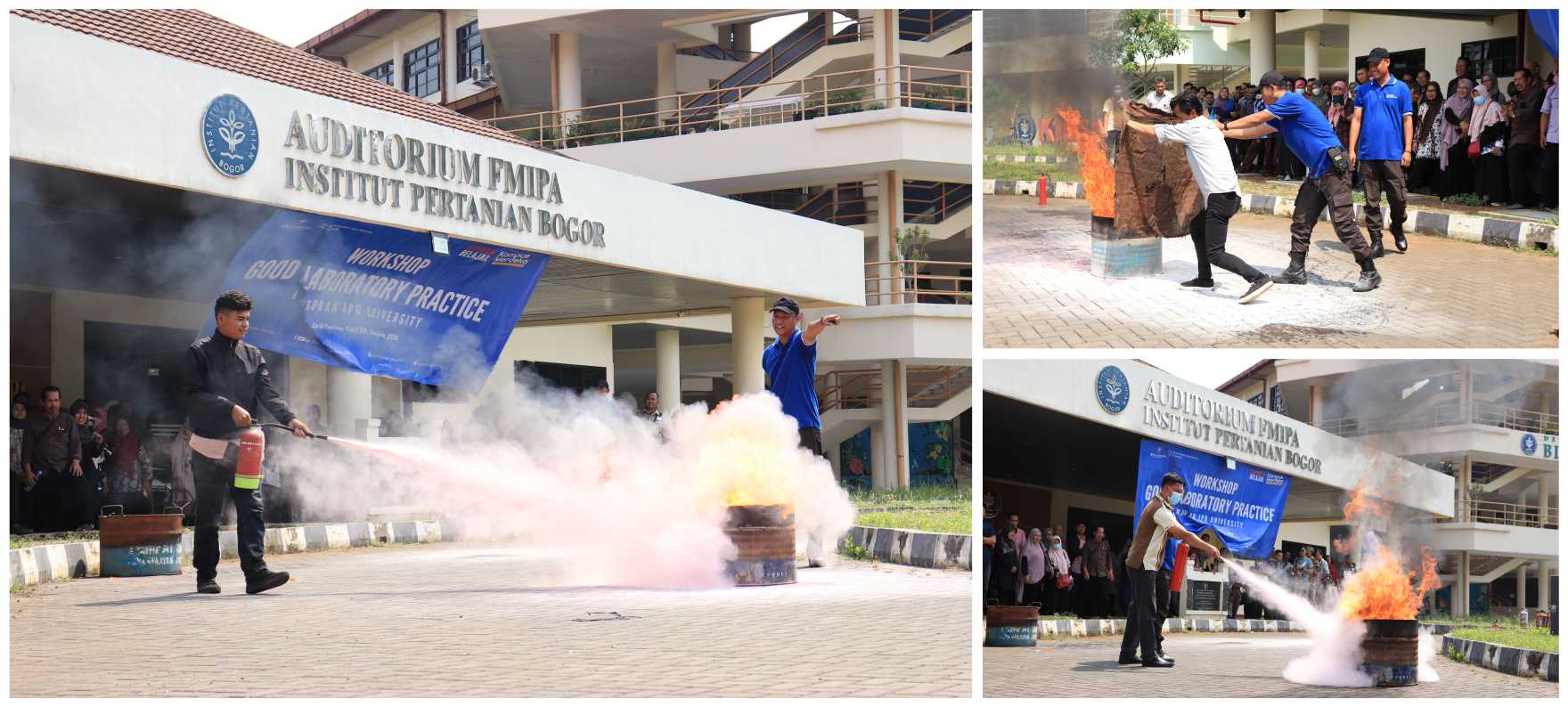 Penggunaan APAR dan Selimut Api Dalam Acara Workshop Good Laboratory Practice di IPB University